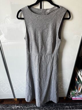 Simons Wool Blend Dress in grey | size 4 | A-line, midi, Canadian brand